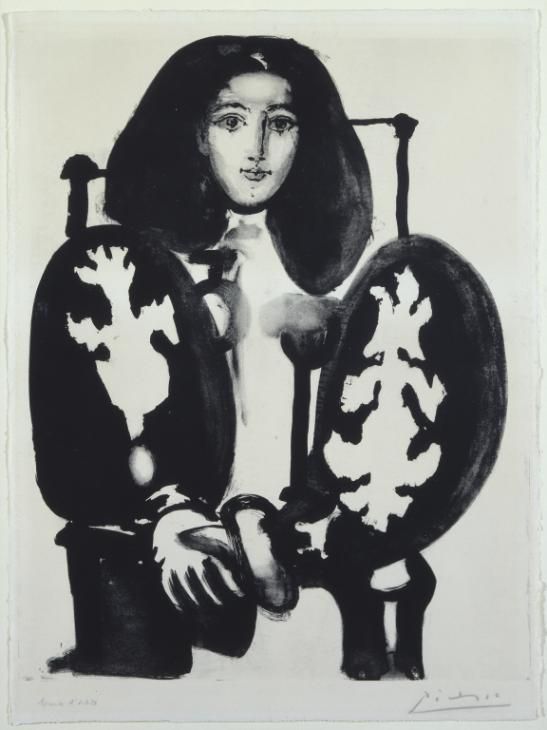 Mujer en una silla Nº1 (El abrigo polaco), el retrato de Pablo Picasso hizo de Françoise Gilot.