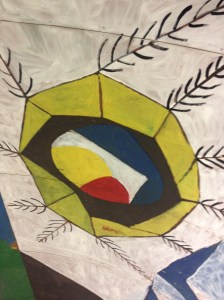 Detalle del mural Guerra y Paz, en el Museo Nacional Pablo Picasso de Vallauris, Francia.