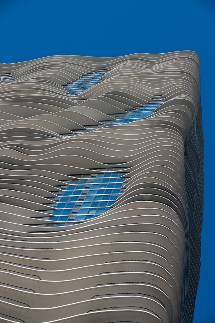 Fachada de la torre Aqua de Chicago. Foto: cortesía del hotel Radisson Blu Aqua.