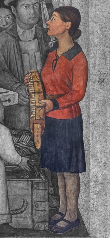 Detalle del mural En el arsenal, de Diego Rivera, Secretaría de Educación Pública de México.